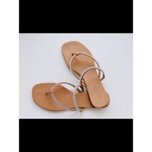 SCHUTZ Womens Beige Slingback Rhinestone Marileide Slip On Thong Sandals 6 B